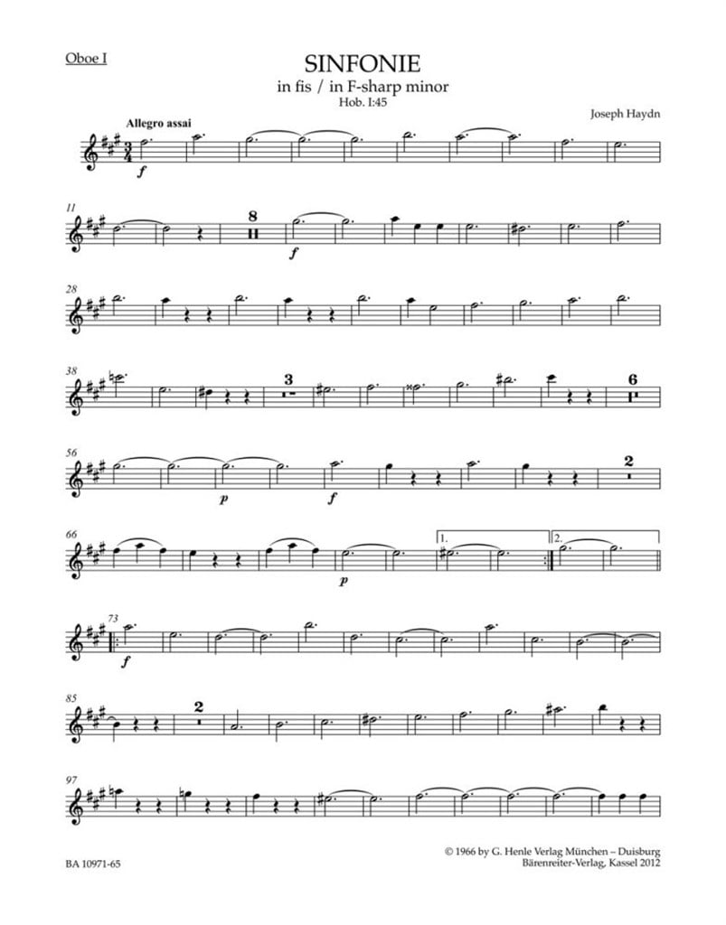 Symphony in F# minor No. 45
